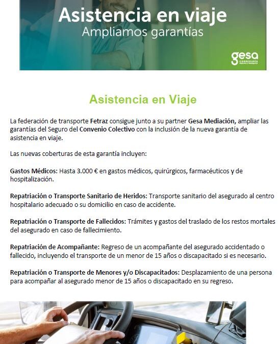 Fetraz y Gesa Mediación amplían las garantías de asistencia en viaje